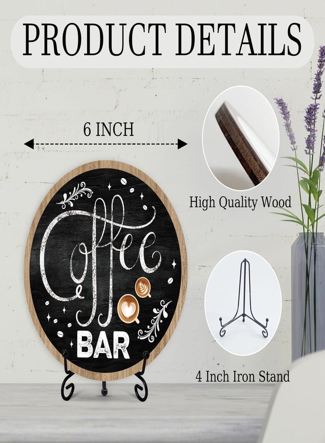BXVRT Coffee Bar Sign, 6-Inch Round Wooden Plaque with Stand, Farmhouse Style, Coffee Decor for Home, Kitchen, Office, Gifts - Image 2